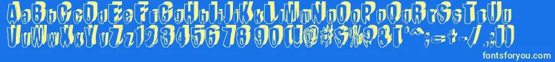 MashyDroopshadow Font – Yellow Fonts on Blue Background