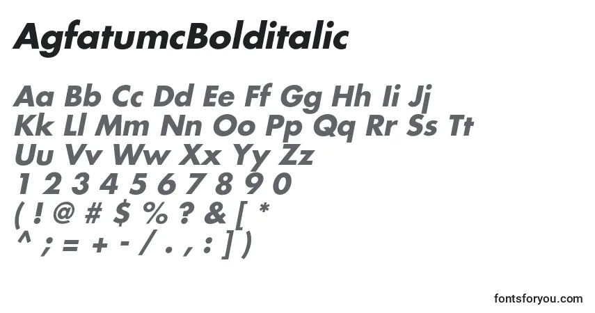 Schriftart AgfatumcBolditalic – Alphabet, Zahlen, spezielle Symbole