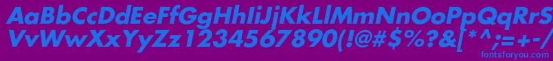 AgfatumcBolditalic-Schriftart – Blaue Schriften auf violettem Hintergrund