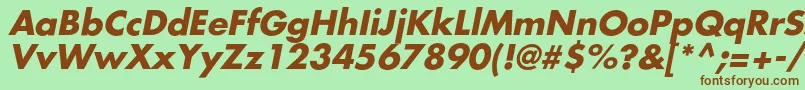 AgfatumcBolditalic-fontti – ruskeat fontit vihreällä taustalla