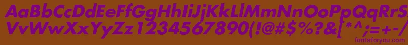 AgfatumcBolditalic-fontti – violetit fontit ruskealla taustalla