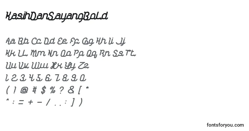 Schriftart KasihDanSayangBold – Alphabet, Zahlen, spezielle Symbole