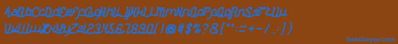 フォントKasihDanSayangBold – 茶色の背景に青い文字