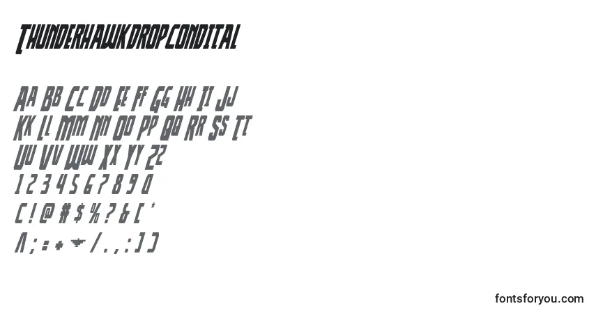 Шрифт Thunderhawkdropcondital – алфавит, цифры, специальные символы