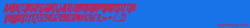 フォントThunderhawkdropcondital – 赤い文字の青い背景