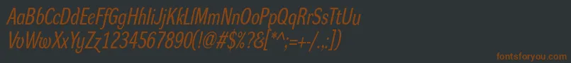フォントDynagroteskrcItalic – 黒い背景に茶色のフォント