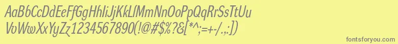 フォントDynagroteskrcItalic – 黄色の背景に灰色の文字