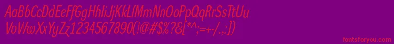 DynagroteskrcItalic-Schriftart – Rote Schriften auf violettem Hintergrund