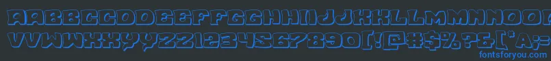フォントNuevopassion3D – 黒い背景に青い文字