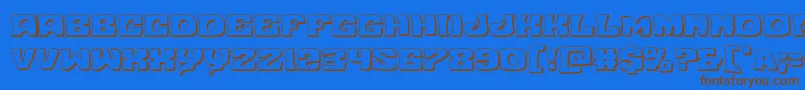 Nuevopassion3D-Schriftart – Braune Schriften auf blauem Hintergrund