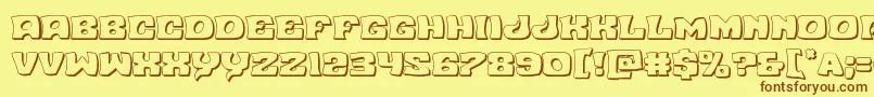 Nuevopassion3D-Schriftart – Braune Schriften auf gelbem Hintergrund