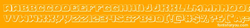 Nuevopassion3D-Schriftart – Weiße Schriften auf orangefarbenem Hintergrund