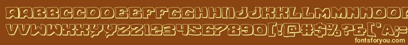 Nuevopassion3D-fontti – keltaiset fontit ruskealla taustalla