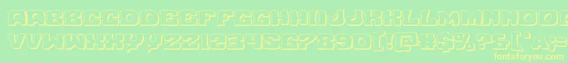 Шрифт Nuevopassion3D – жёлтые шрифты на зелёном фоне