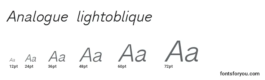 Размеры шрифта Analogue46lightoblique
