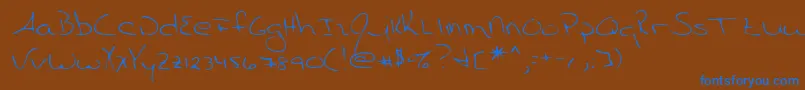 Lehn055 Font – Blue Fonts on Brown Background