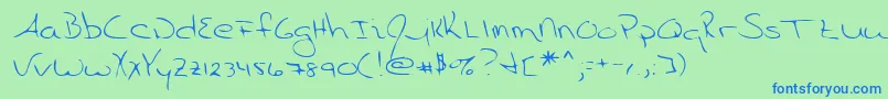 Fonte Lehn055 – fontes azuis em um fundo verde