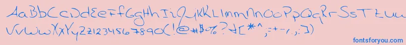 Lehn055 Font – Blue Fonts on Pink Background