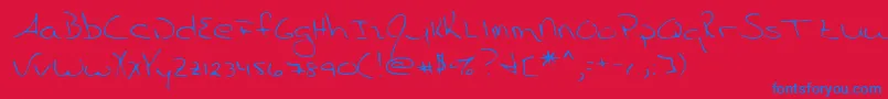 Lehn055 Font – Blue Fonts on Red Background