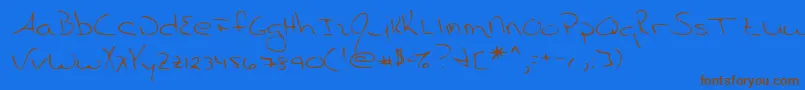 Lehn055 Font – Brown Fonts on Blue Background