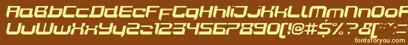 JoyriderBolditalic-Schriftart – Gelbe Schriften auf braunem Hintergrund