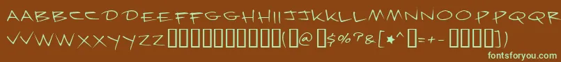 Weitere Informationen zur Krazynights-Schriftart Krazynights-Schriftart – Grüne Schriften auf braunem Hintergrund