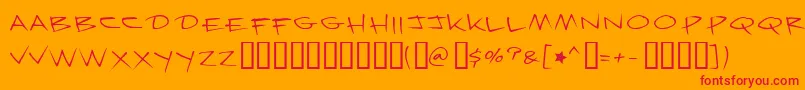 Krazynights-Schriftart – Rote Schriften auf orangefarbenem Hintergrund