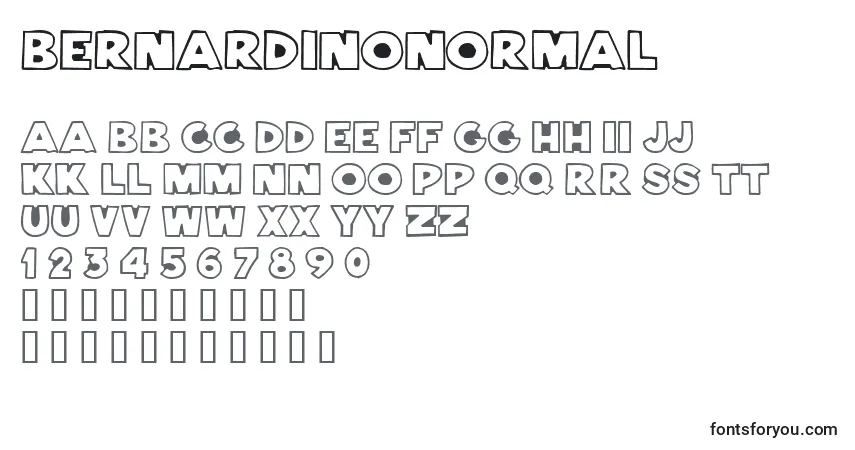 Czcionka BernardinoNormal – alfabet, cyfry, specjalne znaki