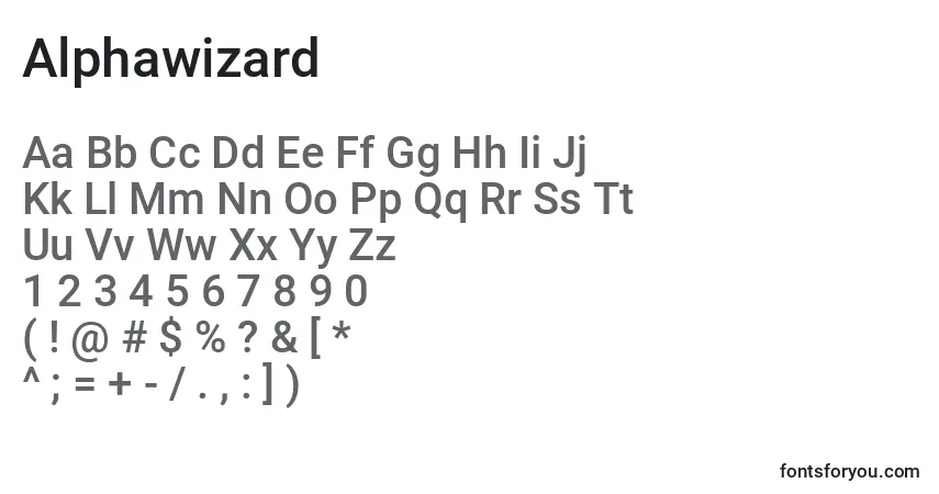 Schriftart Alphawizard – Alphabet, Zahlen, spezielle Symbole