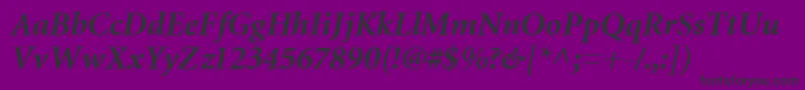 Czcionka MiniatureBoldItalic – czarne czcionki na fioletowym tle