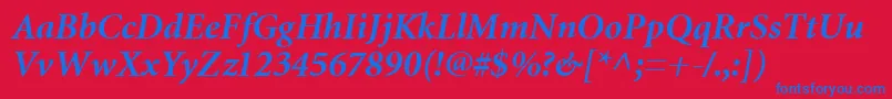 MiniatureBoldItalic Font – Blue Fonts on Red Background