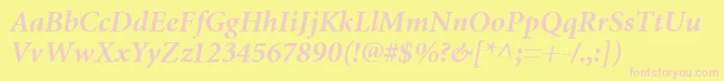フォントMiniatureBoldItalic – ピンクのフォント、黄色の背景
