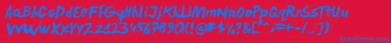 Levirebrushed-Schriftart – Blaue Schriften auf rotem Hintergrund