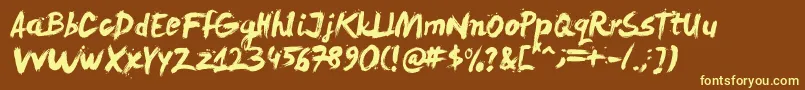 Levirebrushed-Schriftart – Gelbe Schriften auf braunem Hintergrund
