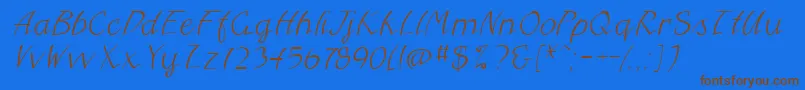 Więcej informacji o czcionce FreehandcyrItalic Czcionka FreehandcyrItalic – brązowe czcionki na niebieskim tle