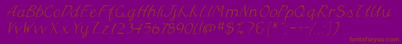 FreehandcyrItalic-Schriftart – Braune Schriften auf violettem Hintergrund