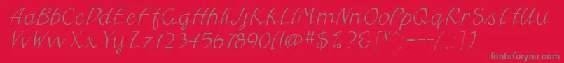 Weitere Informationen zur FreehandcyrItalic-Schriftart FreehandcyrItalic-Schriftart – Graue Schriften auf rotem Hintergrund