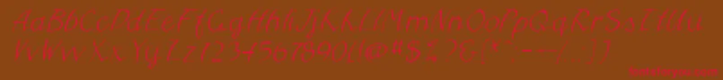 FreehandcyrItalic-Schriftart – Rote Schriften auf braunem Hintergrund