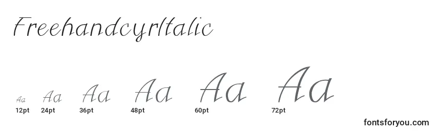 Размеры шрифта FreehandcyrItalic