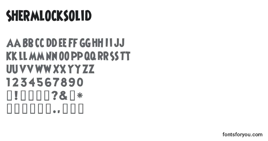 Shermlocksolid-fontti – aakkoset, numerot, erikoismerkit
