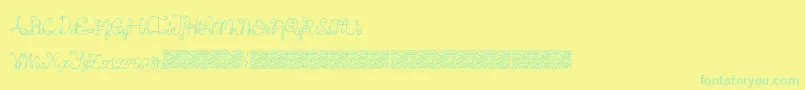 Springtyme-Schriftart – Grüne Schriften auf gelbem Hintergrund