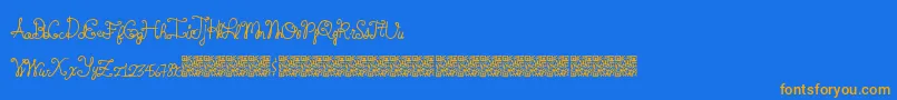 Springtyme-Schriftart – Orangefarbene Schriften auf blauem Hintergrund