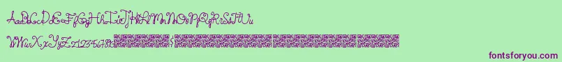 Springtyme-Schriftart – Violette Schriften auf grünem Hintergrund