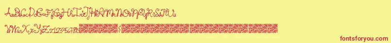Springtyme-Schriftart – Rote Schriften auf gelbem Hintergrund