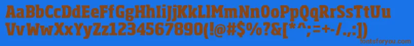 フォントSohomaExtrabold – 茶色の文字が青い背景にあります。