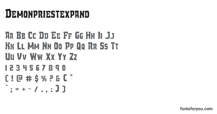 A fonte Demonpriestexpand – alfabeto, números, caracteres especiais