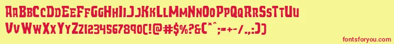 フォントDemonpriestexpand – 赤い文字の黄色い背景