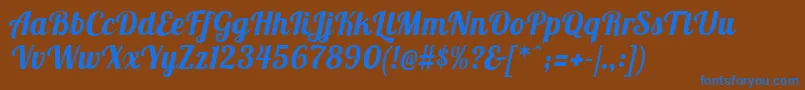LobstertwoBolditalic Font – Blue Fonts on Brown Background