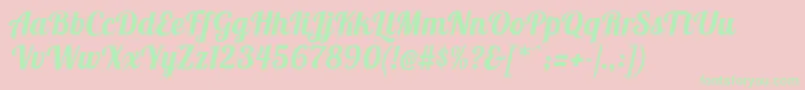 LobstertwoBolditalic Font – Green Fonts on Pink Background