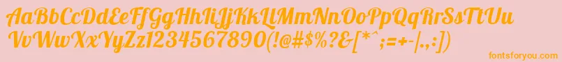 LobstertwoBolditalic Font – Orange Fonts on Pink Background